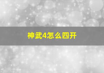 神武4怎么四开