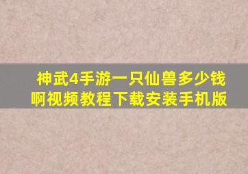 神武4手游一只仙兽多少钱啊视频教程下载安装手机版