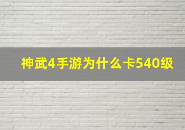 神武4手游为什么卡540级