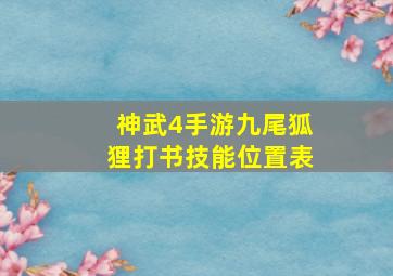 神武4手游九尾狐狸打书技能位置表