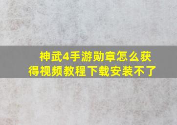 神武4手游勋章怎么获得视频教程下载安装不了