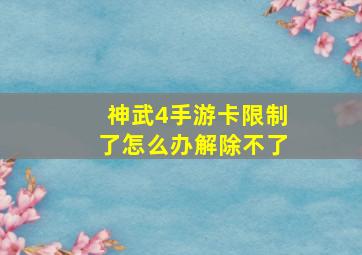 神武4手游卡限制了怎么办解除不了