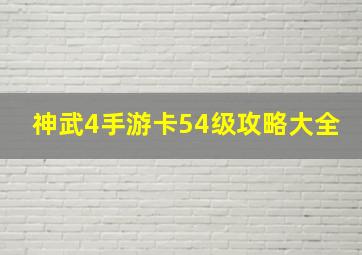 神武4手游卡54级攻略大全