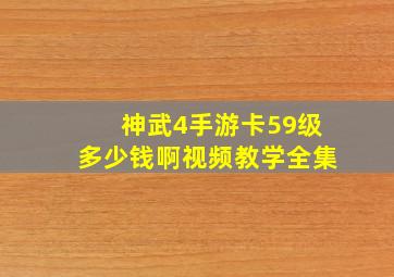 神武4手游卡59级多少钱啊视频教学全集