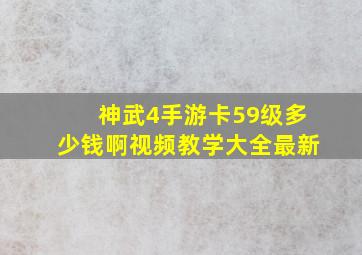 神武4手游卡59级多少钱啊视频教学大全最新