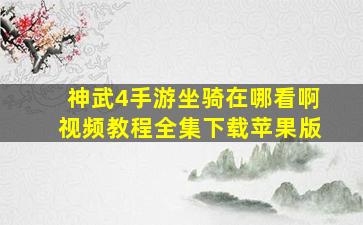 神武4手游坐骑在哪看啊视频教程全集下载苹果版