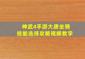 神武4手游大唐坐骑技能选择攻略视频教学