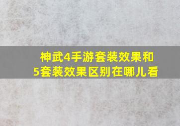 神武4手游套装效果和5套装效果区别在哪儿看