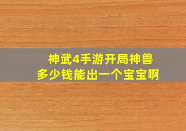 神武4手游开局神兽多少钱能出一个宝宝啊