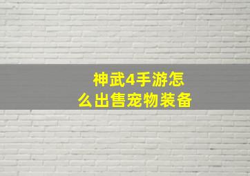 神武4手游怎么出售宠物装备