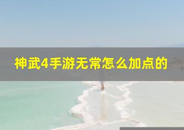 神武4手游无常怎么加点的