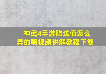 神武4手游赠送值怎么弄的啊视频讲解教程下载