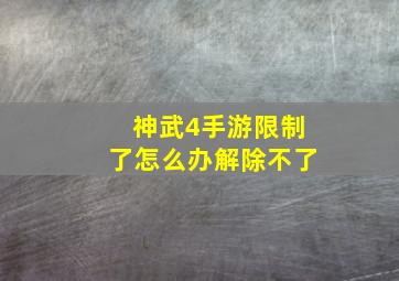 神武4手游限制了怎么办解除不了