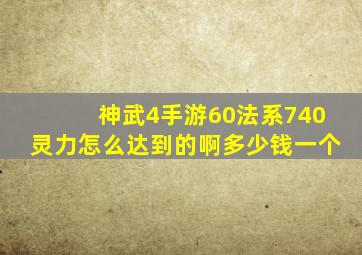 神武4手游60法系740灵力怎么达到的啊多少钱一个