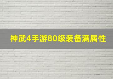 神武4手游80级装备满属性