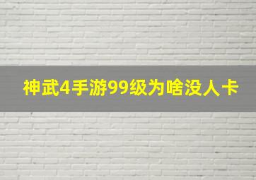 神武4手游99级为啥没人卡