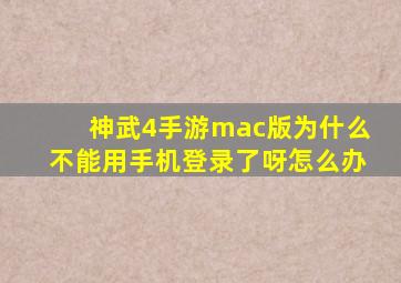 神武4手游mac版为什么不能用手机登录了呀怎么办