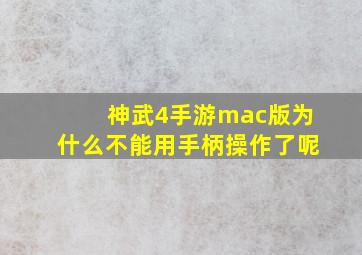 神武4手游mac版为什么不能用手柄操作了呢