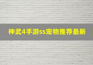 神武4手游ss宠物推荐最新