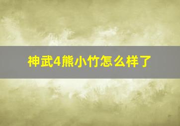 神武4熊小竹怎么样了