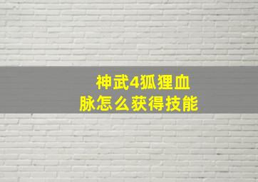 神武4狐狸血脉怎么获得技能