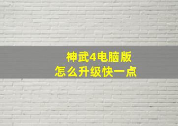 神武4电脑版怎么升级快一点