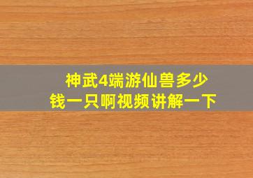 神武4端游仙兽多少钱一只啊视频讲解一下