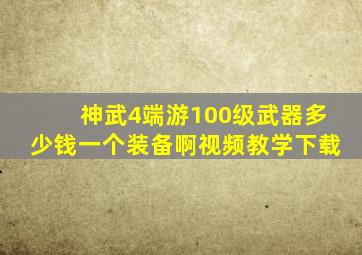 神武4端游100级武器多少钱一个装备啊视频教学下载