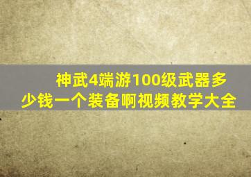 神武4端游100级武器多少钱一个装备啊视频教学大全