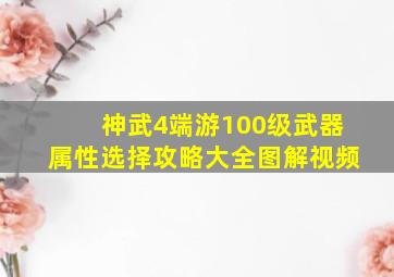 神武4端游100级武器属性选择攻略大全图解视频