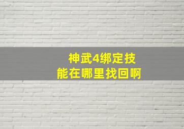 神武4绑定技能在哪里找回啊