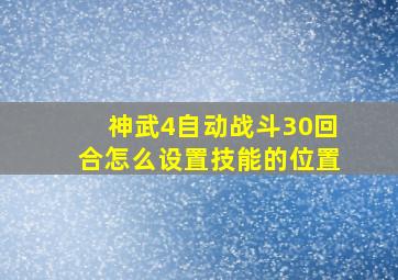 神武4自动战斗30回合怎么设置技能的位置