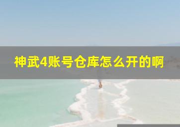 神武4账号仓库怎么开的啊