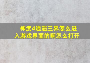 神武4逍遥三界怎么进入游戏界面的啊怎么打开