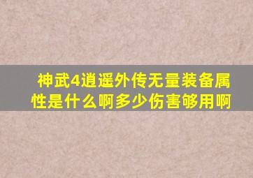 神武4逍遥外传无量装备属性是什么啊多少伤害够用啊