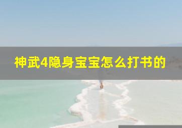 神武4隐身宝宝怎么打书的