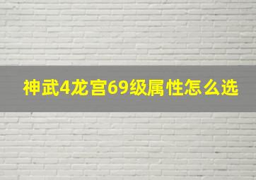 神武4龙宫69级属性怎么选