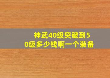 神武40级突破到50级多少钱啊一个装备