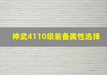 神武4110级装备属性选择