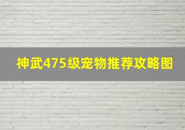 神武475级宠物推荐攻略图