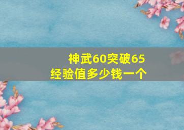 神武60突破65经验值多少钱一个