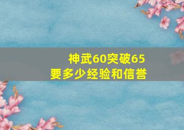 神武60突破65要多少经验和信誉