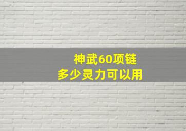 神武60项链多少灵力可以用