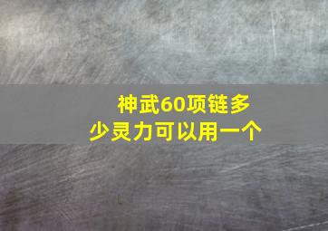 神武60项链多少灵力可以用一个