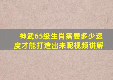 神武65级生肖需要多少速度才能打造出来呢视频讲解