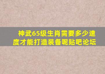 神武65级生肖需要多少速度才能打造装备呢贴吧论坛