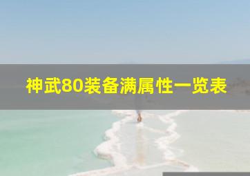 神武80装备满属性一览表