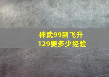 神武99到飞升129要多少经验