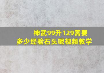 神武99升129需要多少经验石头呢视频教学