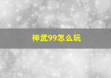 神武99怎么玩